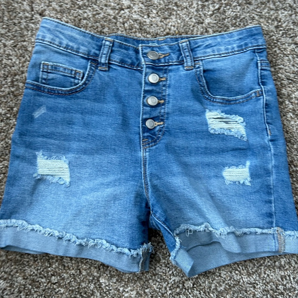 Girls stretch denim ripped shorts by Wonder Nation